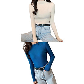 2x Soft Female Knitted Sweater Top Casual Slim Sweater Jumper Home Office