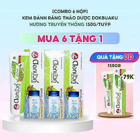 [COMBO 6 HỘP] Kem đánh răng thảo dược Dokbuaku truyền thống giúp trắng răng - 150g