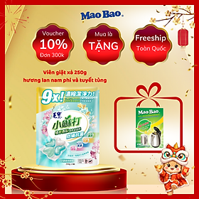Viên giặt xả Mao Bao - Chống mạt và kháng khuẩn 10g*25 viên (Hương lan nam phi và tuyết tùng)