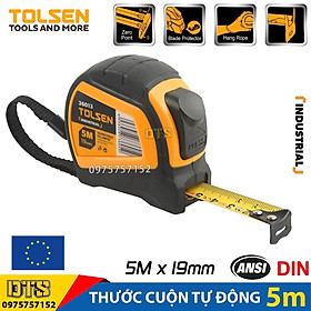 Mua Thước cuộn tự động 5m TOLSEN  thước kéo thép nền vàng công nghiệp vỏ nhựa ABS chống va đập phủ TPR - Tiêu chuẩn châu Âu