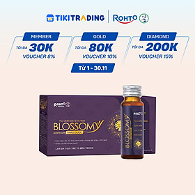 Nước uống collagen thảo dược giúp đẹp da, hỗ trợ ngủ ngon Blossomy Premium lốc 10 chai x 50ml