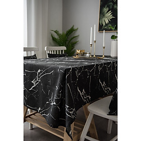 Mua Khăn trải bàn cotton cao cấp họa tiết vân đá màu đen phong cách hiện đại cỡ 140x300cm MARBLE 7159L