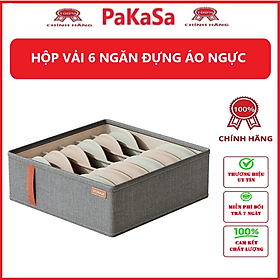 Hộp Vải 6 Ngăn Đựng Áo Ngực Có Khóa Kéo Gấp Gọn Tiện Dụng - Hàng Chính Hãng