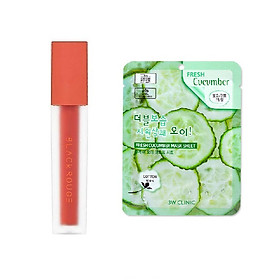 Son kem Black Rouge Air Fit Velvet Tint Dry Fruit tặng kèm mặt nạ 3W CLINIC mùi ngẫu nhiên