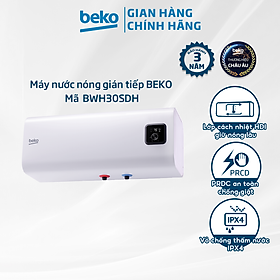 Máy Nước Nóng Gián Tiếp/Bình Nóng Lạnh BEKO Dung Tích 30 Lít, Công Suất 2500W, Làm Nóng Tối Đa 80°C - BWH30SDH - Hàng Chính Hãng