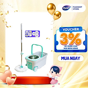 Combo 3 Bông Lau + 1 Bộ Lau Nhà MyJae Đài Loan Sợi Microfiber Xoay Siêu Tốc 360 Độ Thông Minh 129.5cm