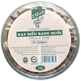 Hạt điều rang muối Roasted Cashews hộp tròn 2Minh 500g