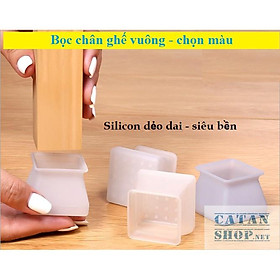 4 Vỏ bọc chân bàn ghế silicon dày hình vuông , miếng silicon dày bọc chân bàn ghế chống trơn - chống trượt