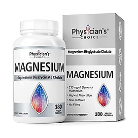 Magnesium Glycinate - Patented Bisglycinate Non Buffered Chelated Magnesium Supplement for Sleep, Migraines, Muscle Cramps, Anxiety, Bone Density, Gluten Free, Non-GMO, 180 Capsules