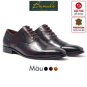 Giày Tây Oxford Banuli Nam Công Sở Da Bê Italian Dây Buộc H1CO1M1 (Da Mềm Dẻo, Đế Siêu nhẹ, Bảo Hành Trọn Đời)