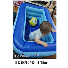 Mua BỂ BƠI PHAO CHO BÉ 1M2 1M3 1M5 2M1 3 Tầng Có Đáy Chống Trượt màu xanh màu hồng )