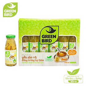 Hộp quà Green Bird - Nước Uống Bổ Dưỡng Yến Sào và Đông Trùng Hạ Thảo - (6chai*185ml)