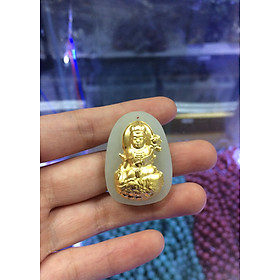Phật Bản Mệnh Phổ Hiền Bồ Tát ngọc Nephrite mạ vàng 24K