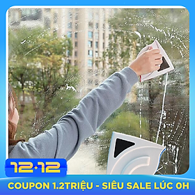 Miếng lau kính 2 mặt nam châm, dụng cụ lau kính nam châm cho nhà cao tầng