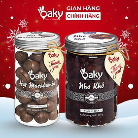 Quà Tặng Oaky - Combo Hạt Dinh Dưỡng Cao Cấp - Hạt Macca, Nho Khô Size lớn (450gram) - Tặng Túi Giấy Sang Trọng
