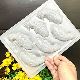 Mua Khuôn rau câu  khuôn nhấn xôi  bánh tổ ….. Hình cá chép siêu sắc nét   chất liệu nhựa dày - Bộ 6 khuôn