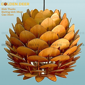 Đèn gỗ thả trần hình hoa cúc bất tử, decor trang trí nội thất phòng khách, nhà hàng,cafe sang trọng độc đáo GD141