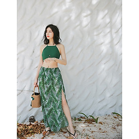Bộ đồ bơi bikini nữ hai mảnh đi tắm biển áo croptop quần short kèm váy kín đáo tôn dáng giấu bụng - B20