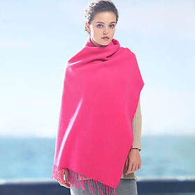 Hengyuanxiang wool thickening large shawl ladies autumn and winter long warm scarf Korean version of the solid color red collar annual meeting gift 50M15333 (original 50MB1818) wine red