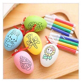 Tranh trứng tô màu tặng kèm 4 bút màu - Nhiều mẫu tranh hoạt hình dễ thương cho bé tập tô