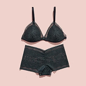 Set đồ lót bralette boxer không gọng mút mỏng họa tiết sexy sang trọng thương hiệu Mebra _ MB016