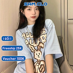 Áo thun nữ tay lỡ SAM CLO freesize phông form rộng dáng Unisex - áo lớp, nhóm, couple in CHÚ THỎ GALLERY
