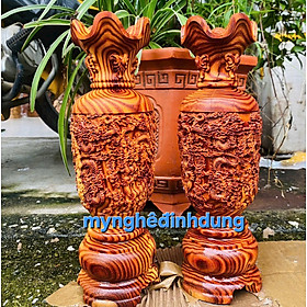 Mua Cặp lục bình phong thủy cầu tài lộc bằng gỗ trắc cao 30cm