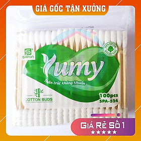 Tăm bông 100 que thân gỗ ngoáy ráy tai Yumy