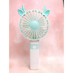 Quạt Mini Cầm Tay Cao Cấp Có Thể Gấp Tiện Dụng, Fan 2 Tốc Độ Gió Kèm Usb Cắm Sạc Hình Sừng Tuần Lộc
