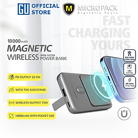 Pin Sạc Dự Phòng Không Dây MicroPack POWER WAVE III WPB-1015M Dung Lượng 10000mAh Công Suất PD 22.5W Không Dây 15W Hàng Chính Hãng