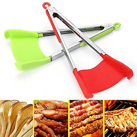 2-in-1 Spatula Tongs Non-stick Heat Resistant Kitchen BBQ Silicone Cooking Tool
