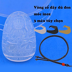 Mặt Phật Thiên thủ thiên nhãn mã não trắng kèm vòng cổ dây dù đen + móc inox trắng, mặt dây chuyền Phật bản mệnh, vòng cổ mặt Phật