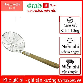 Chao, vợt vòng inox cán gỗ - vớt xương, rau củ, mì bún, đồ ăn  18cm