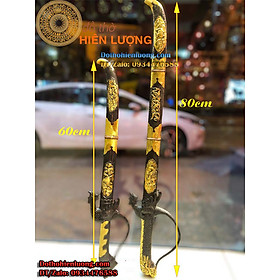 Mua K iếm Đồng Phong Thủy Dài 60cm và 80cm Màu Nâu Đẹp Có Giá Đỡ Gỗ