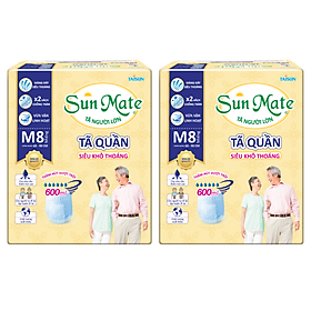 Combo 2 Gói Tã Quần Người Lớn Sunmate Khô Thoáng M8 (8 Miếng/ Gói)