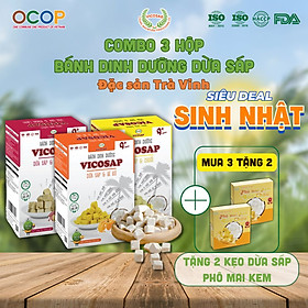 Combo 3 Bánh dinh dưỡng VICOSAP làm từ dừa sáp không chiên qua dầu ăn vặt healthy cho bé