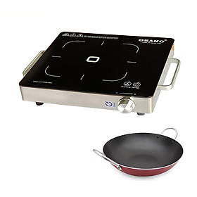 Bếp hồng ngoại 2000W kèm chảo chống dính, không kén nồi chảo,nút vặn nhiệt độ dễ sử dụng-Hàng chính hãng