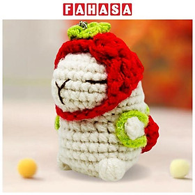 Móc Khoá Len Thủ Công Hình Capybara - Màu Trắng (Màu Ba Lô + Mũ Ngẫu Nhiên)