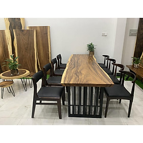 Bộ bàn ăn gỗ me tây 8 ghế 2m4 80cm 5cm
