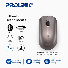 Chuột không dây Bluetooth PROLiNK PMB8001 GRY (1600dpi/3 button) tính năng nhấp chuột im lặng, thiết kế vỏ nhôm nhỏ gọn, tiện lợi khi sử dụng - Hàng chính hãng