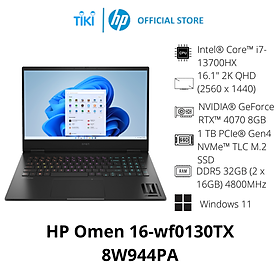 Laptop HP OMEN 16-wf0130TX 8W944PA (Intel Core i7-13700HX | 32GB | 1TB | RTX 4070 | 16.1 inch QHD 240Hz | Win 11 | Đen) - Hàng Chính Hãng