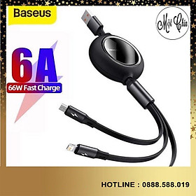 Mua Cáp sạc dây rút công suất cao 66W Baseus Bright Mirror One-for-three Retractable Data Cable USB to M+L+C ( 1.2m  66W ) -Hàng Chính Hãng