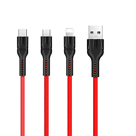 Mua Cáp sạc đa năng 3 cổng sạc (Lightning + Micro USB + Type C) Hoco sạc được cùng lúc nhiều thiết bị  U31 dài 120cm