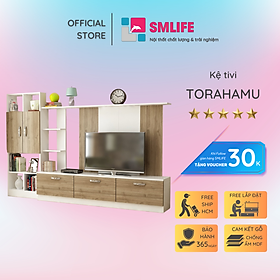 Mua Kệ tivi gỗ hiện đại SMLIFE Torahamu | Gỗ MDF dày 17mm chống ẩm | D240xR32xC150cm