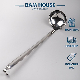 Vá múc nước lèo loại lớn inox 304 Bam House có móc treo tiện lợi cao cấp NL01 – Gia dụng bếp