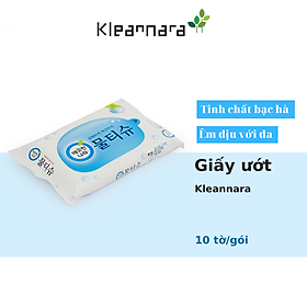 KHĂN VỆ SINH GIẤY (ƯỚT) KLEANNARA PEPPERMINT WET TISSUE POTABLE HƯƠNG BẠC HÀ (10 TỜ) 