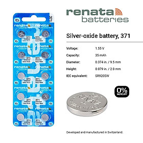Pin đồng hồ Thụy Sỹ RENATA 371 SR920SW dành cho đồng hồ nhiều kim (Dạng Vỉ 10 Viên)