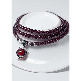 Vòng tay đá garnet 3 line mặt hồ ly mệnh hỏa, thổ - Ngọc Quý Gemstones