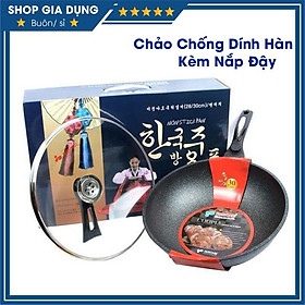 Chảo Chống Dính Hàn Quốc Đá Hoa Cương Lòng Sâu Size 30 Có Nắp Đậy, Siêu Chống Dính Tốt