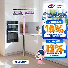 Cây Lau Kính, Gạt Chùi Kính Đa Năng 2 Đầu Trong 1 MyJae Cán Dài Uốn Xoay Thông Minh Chống Trơn Trượt